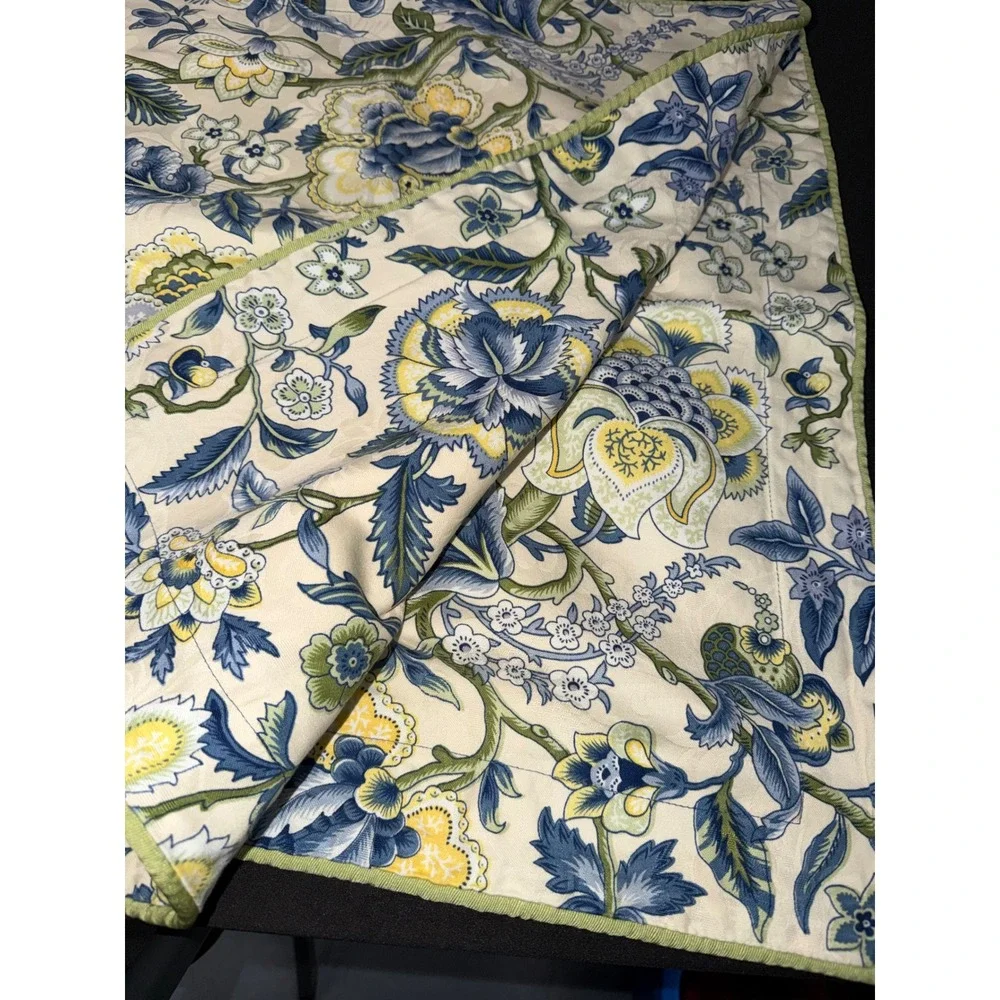 Waverly Floral Quilted‎ King Pillow Shams Blue Yellow French Country Botanical